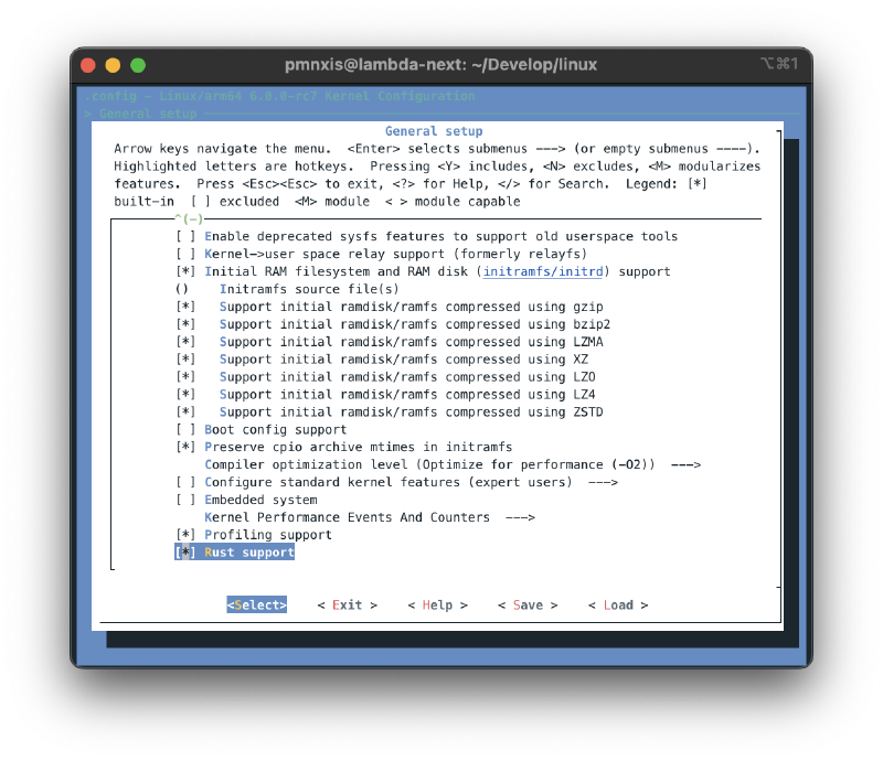 Menuconfig Rust Support