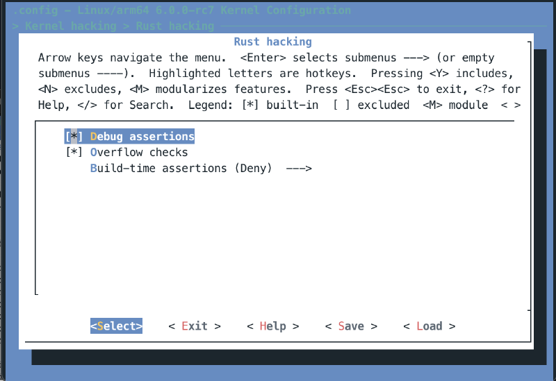 Menuconfig Rust Debug