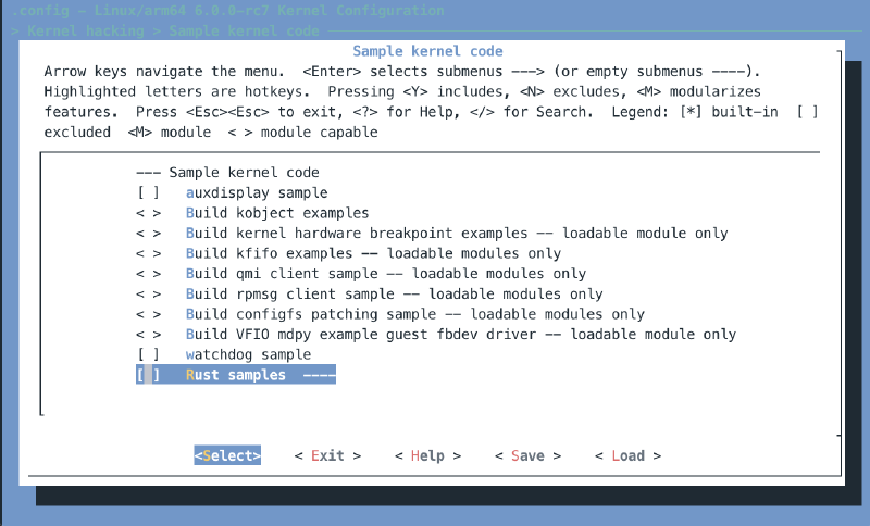 Menuconfig Rust Sample2