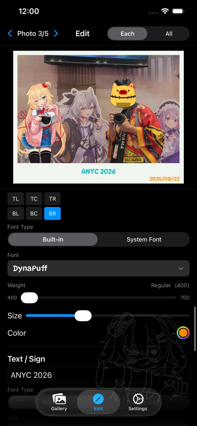 Text Settings (iPhone)