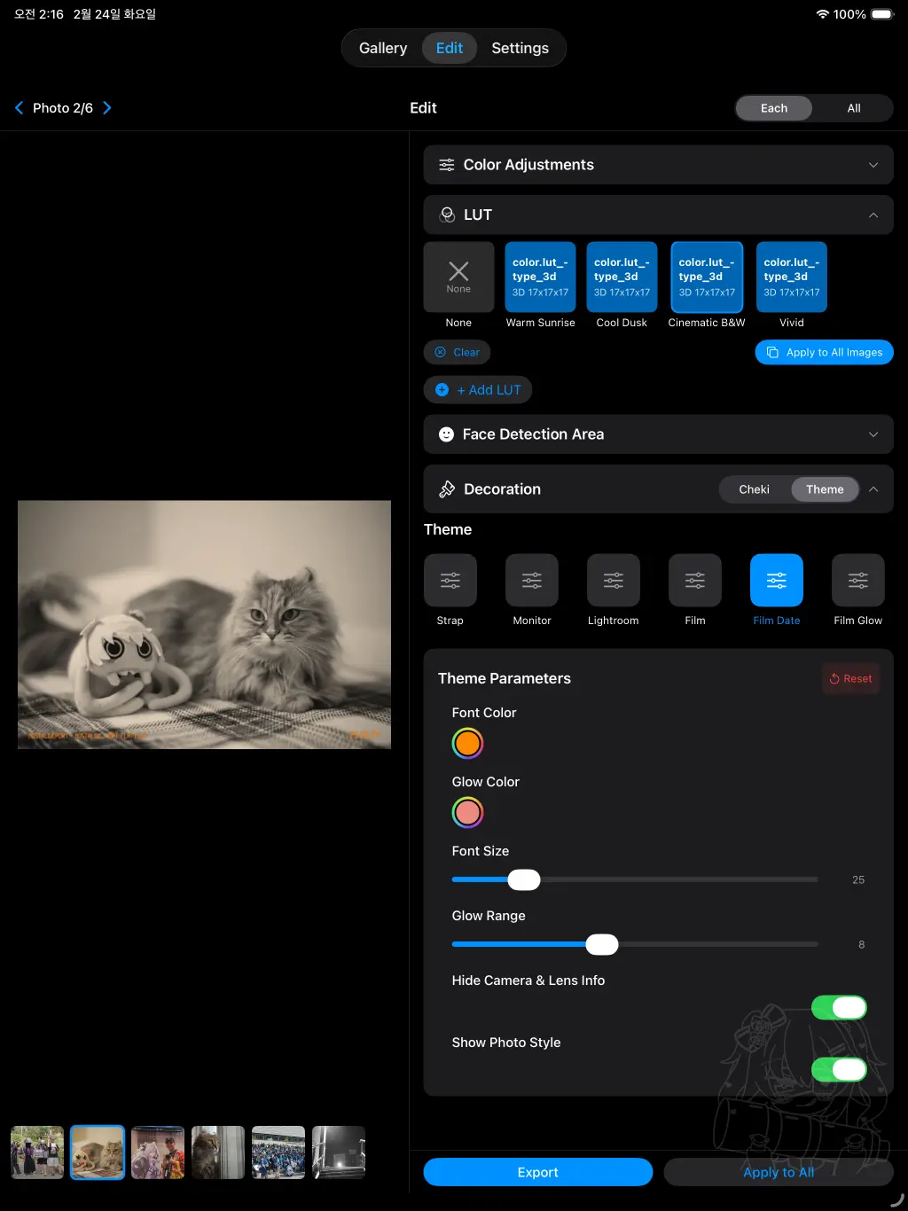 LUT Selection (iPad)