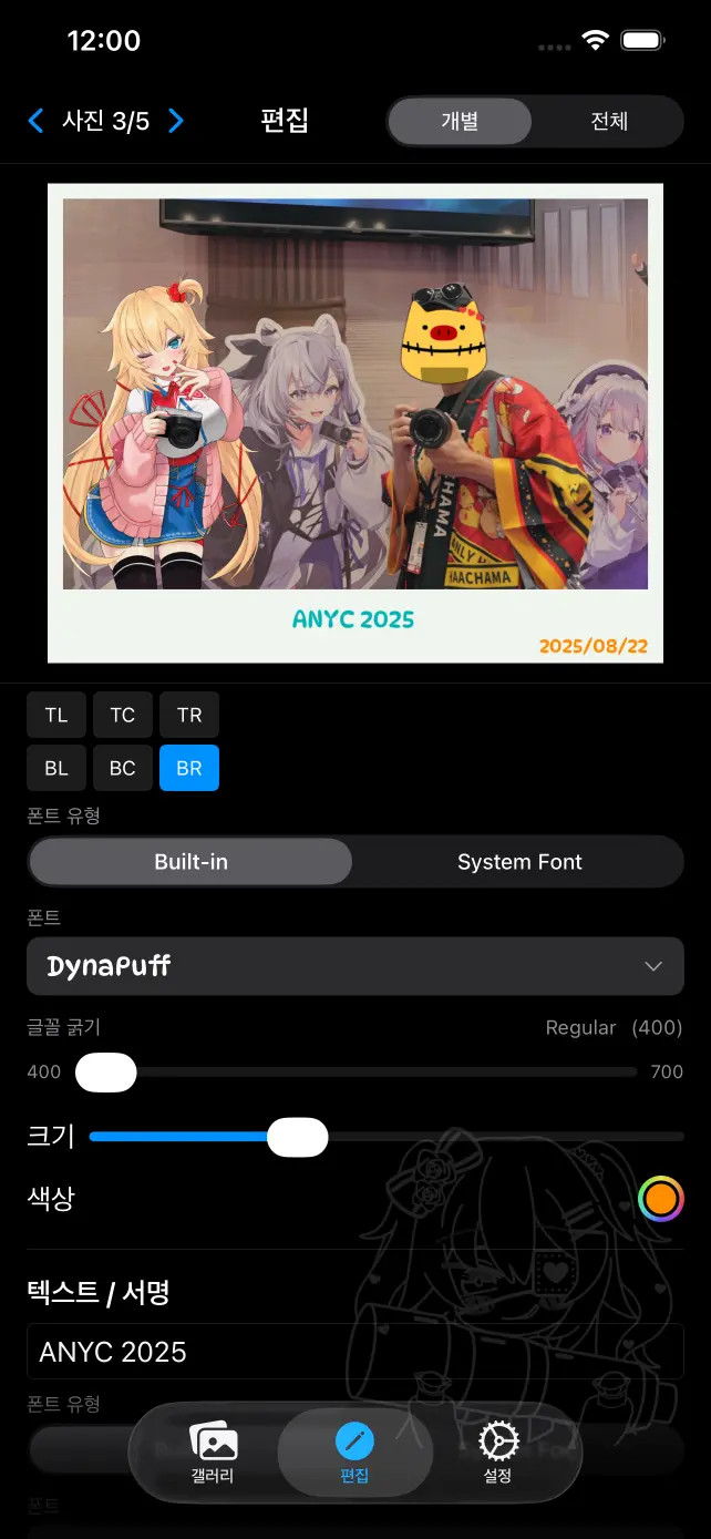 텍스트 설정 (iPhone)